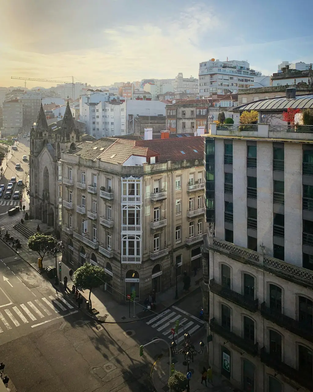 Vista panorámica del casco histórico de Vigo desde el mirador